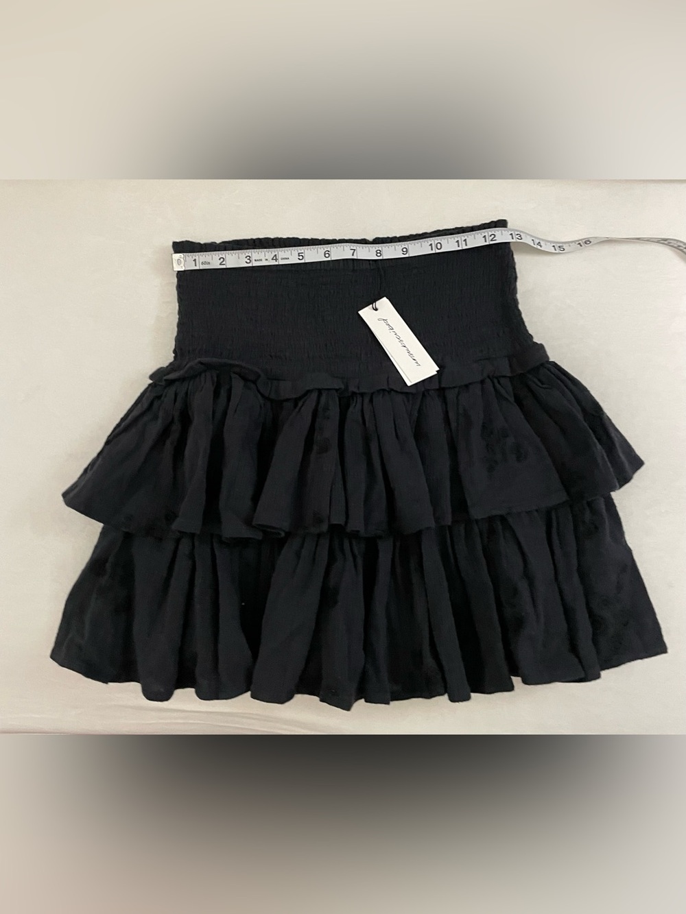 Unsubscribed NWT 2087 Smocked Short Skirt Solid Faded Black Size 6 Floral print - Picture 5 of 12